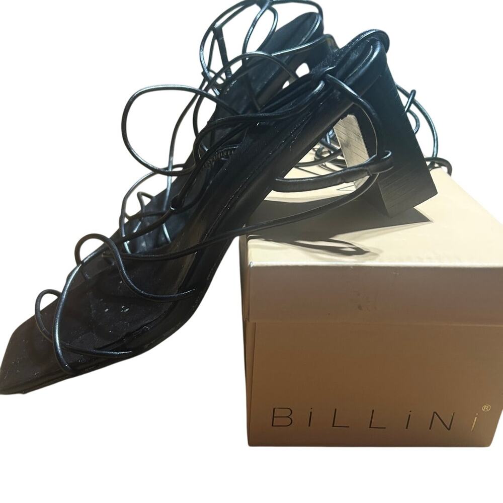 Billini Caleb black strappy heels women size 8